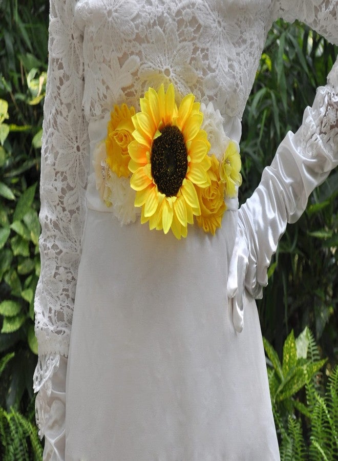 Oyabridal Sunflower Belt & Sash for Maternity Dress & Baby/Bridal Showers (Yellow) - Image 4